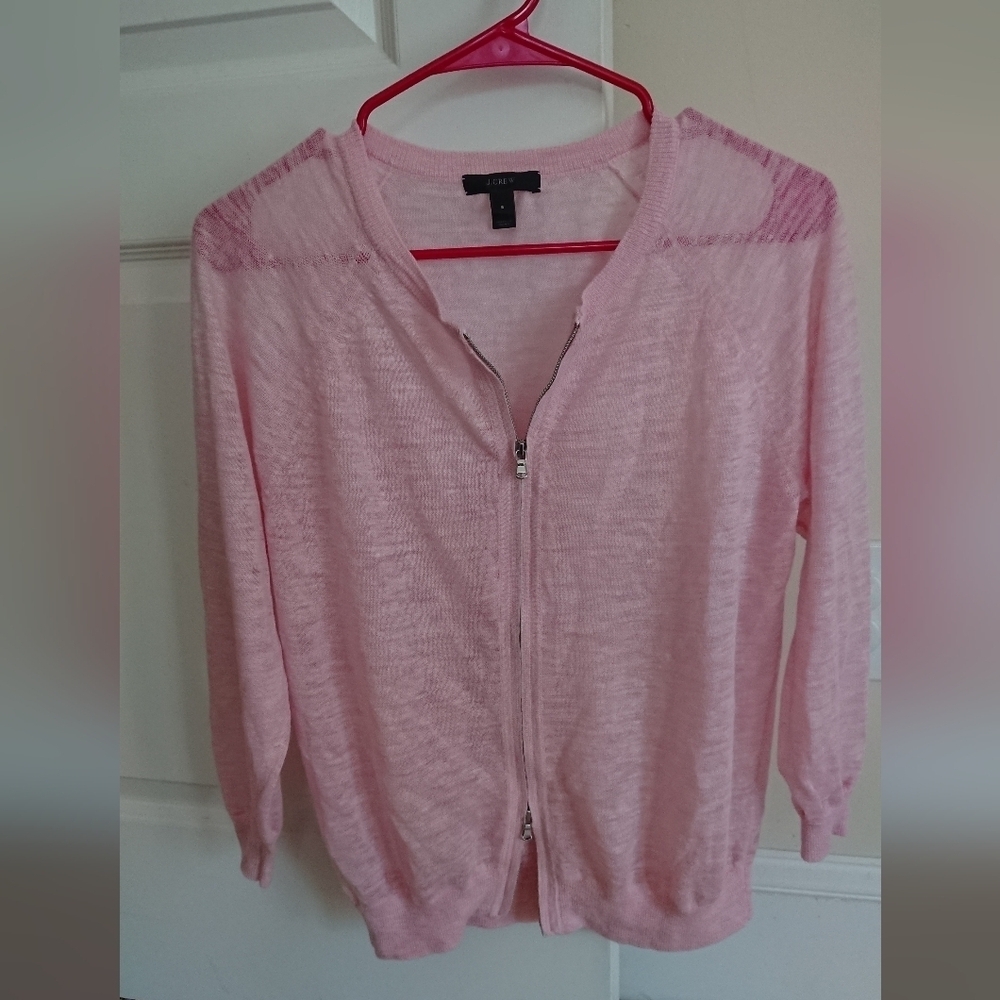 J. Crew Light Pink Zip-Up Cardigan size S